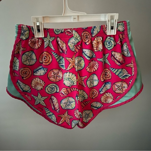 Simply Southern Pink and Teal Seashell Patterned Shorts - Picture 2 of 4
